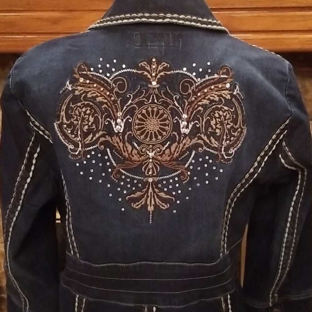 Midnight Velvet Denim Long Jacket - Picture 6 of 14
